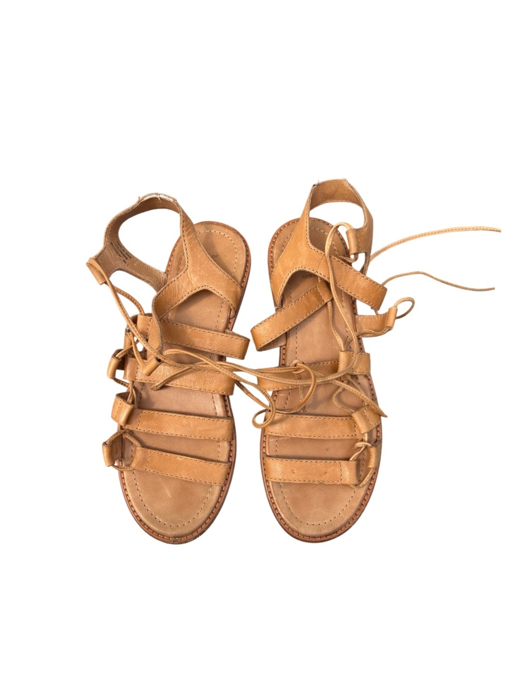 Frye Leather Lace-Up Gladiator Sandals Tan Boho Summer Size 7.5